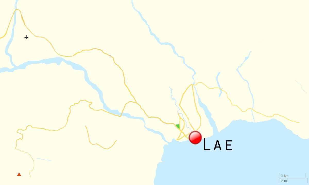 mapa de lae, papúa nueva guinea 