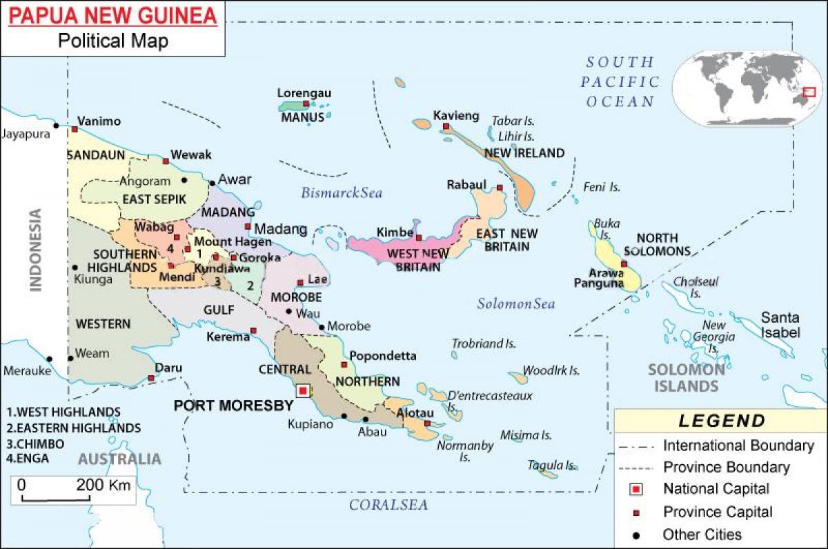 mapa de papúa nueva guinea provincias