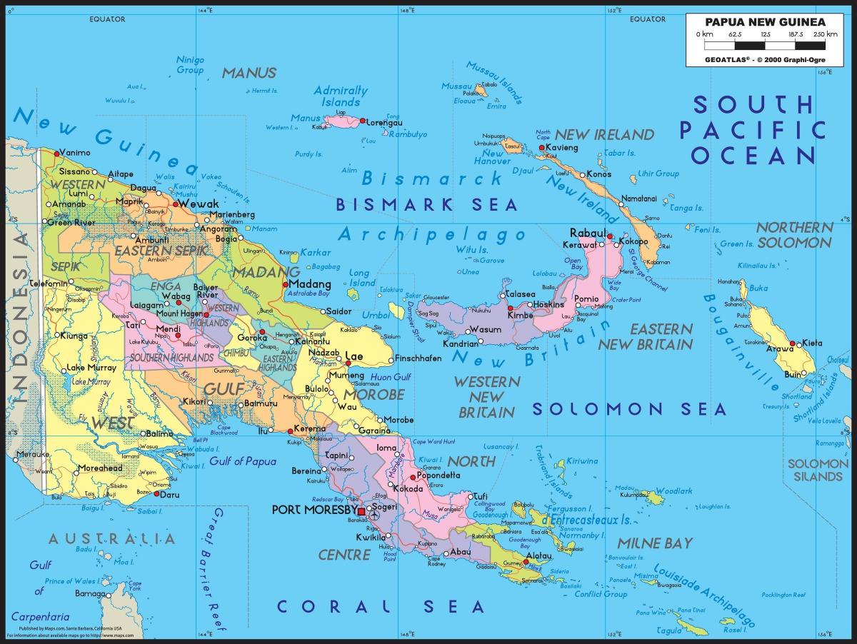 mapa detallado de papúa nueva guinea